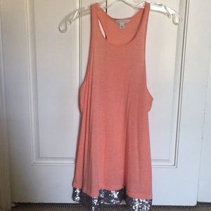 Banana Republic Coral tank with gunmetal sequins
